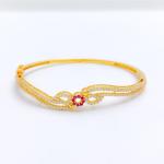 Classy Pink Flower Bangle Bracelet