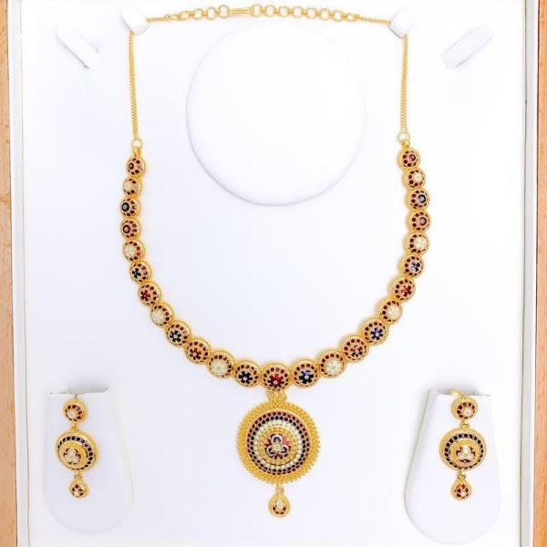 Floral Round Meenakari Set