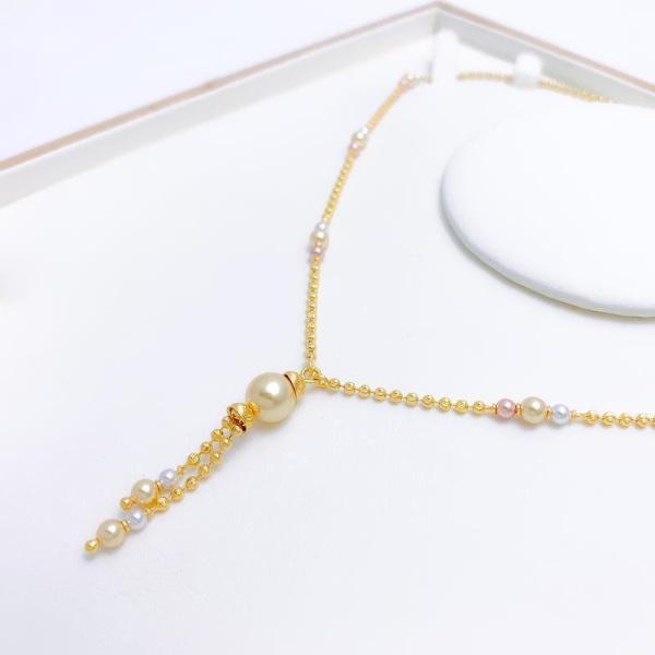 Chic Yellow Pearl Drop Necklace