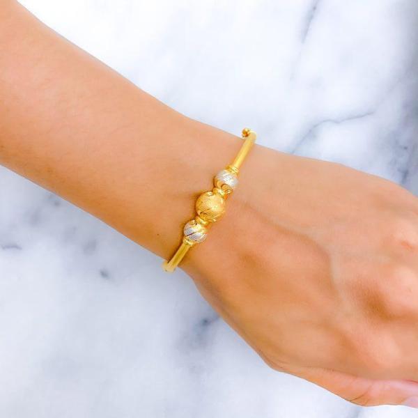 Chic TwoTone Orb Bangle Bracelet