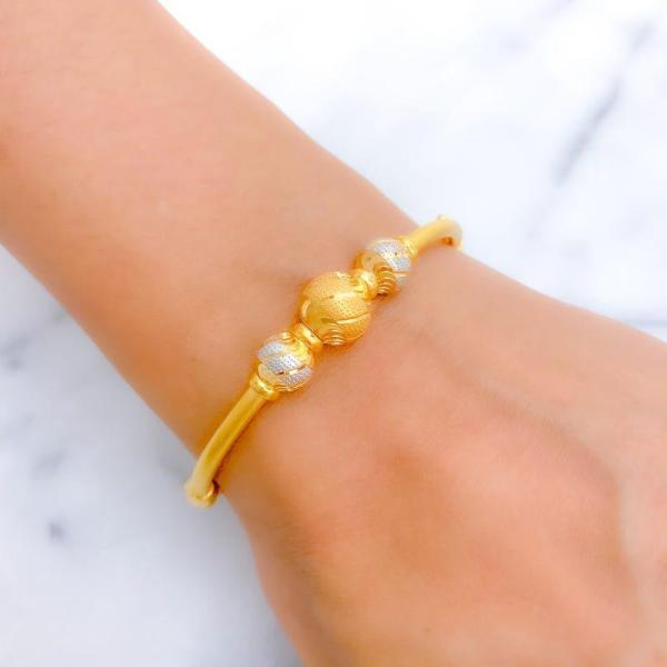 Chic TwoTone Orb Bangle Bracelet