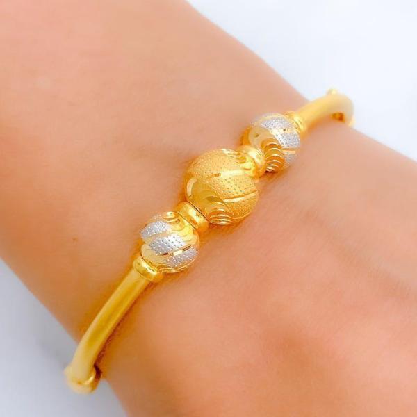 Chic TwoTone Orb Bangle Bracelet