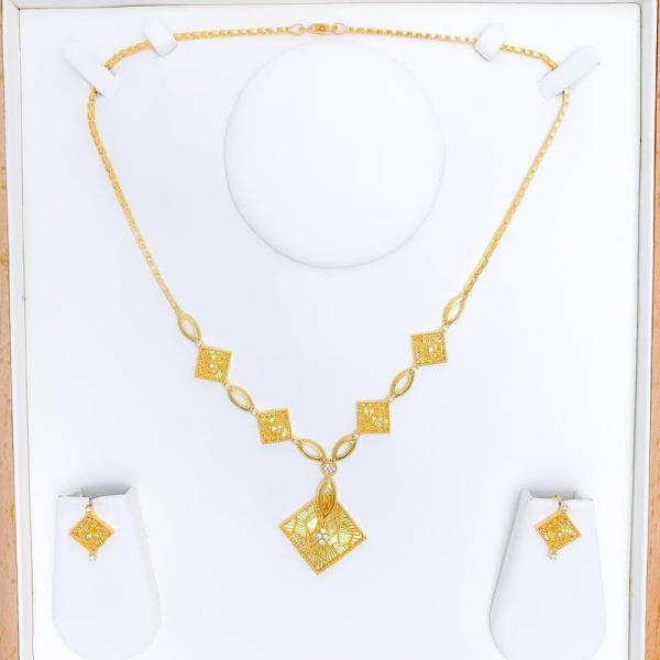 Contemporary Geometric CZ Necklace Set