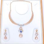 Sparkling CZ Hanging Rose Gold Necklace Set