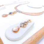 Sparkling CZ Hanging Rose Gold Necklace Set