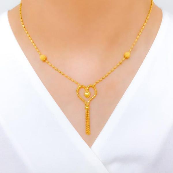 Charming Beaded Heart Necklace Set