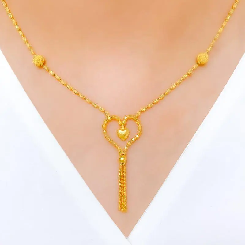 Charming Beaded Heart Necklace Set