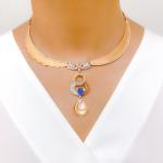 Sparkling CZ Hanging Rose Gold Necklace Set