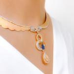 Sparkling CZ Hanging Rose Gold Necklace Set