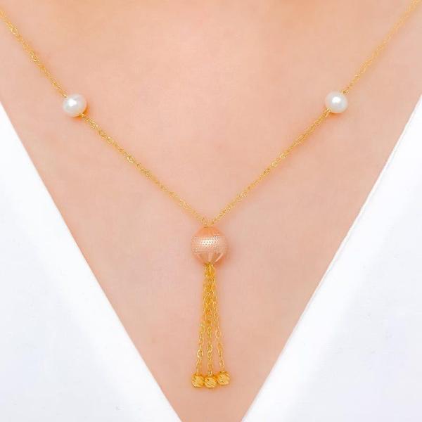 Classy Rose Gold Tassel Necklace