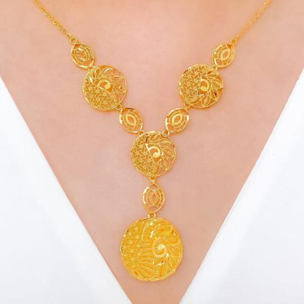 Palatial Round Floral Necklace Set