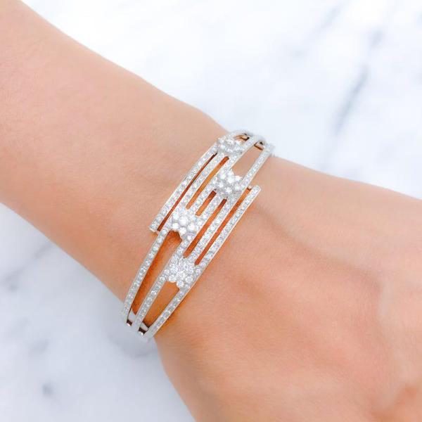 Contemporary Statement Diamond Bangle Bracelet