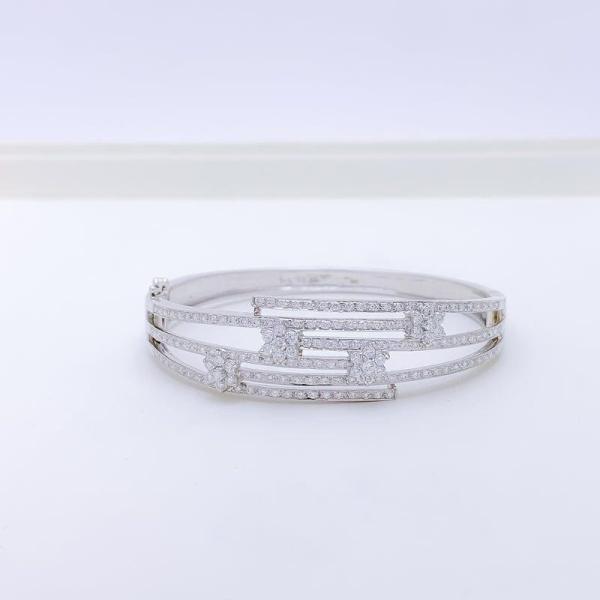 Contemporary Statement Diamond Bangle Bracelet