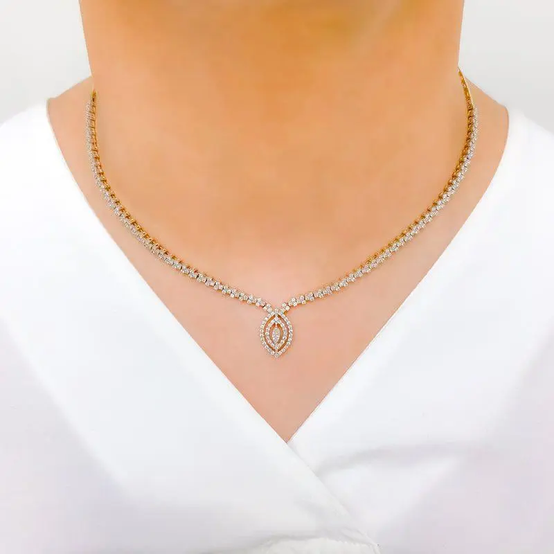 Sophisticated Marquise Drop Diamond Necklace