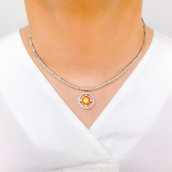 Bold Diamond Halo Necklace Set