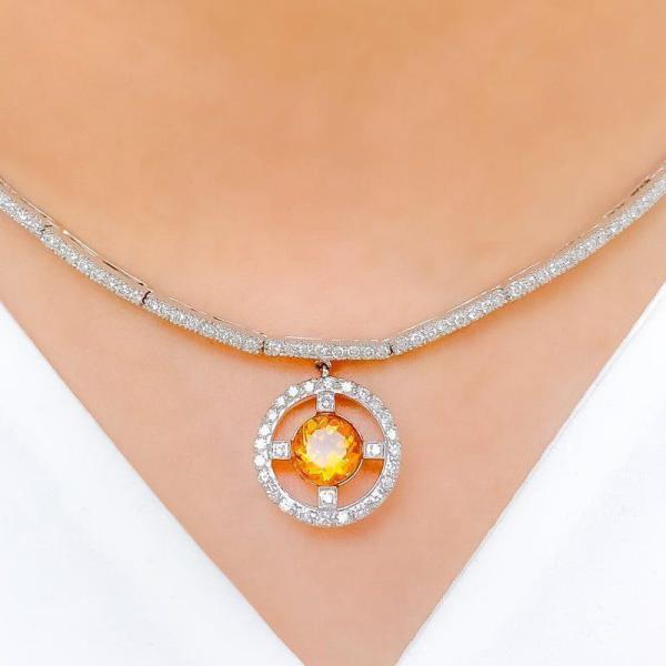 Bold Diamond Halo Necklace Set