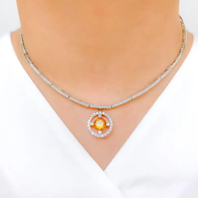 Bold Diamond Halo Necklace Set