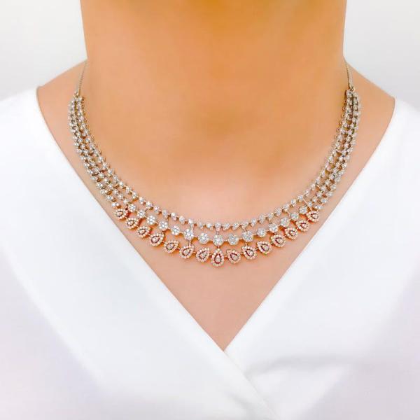 Chic Rose Gold Diamond Necklace Set