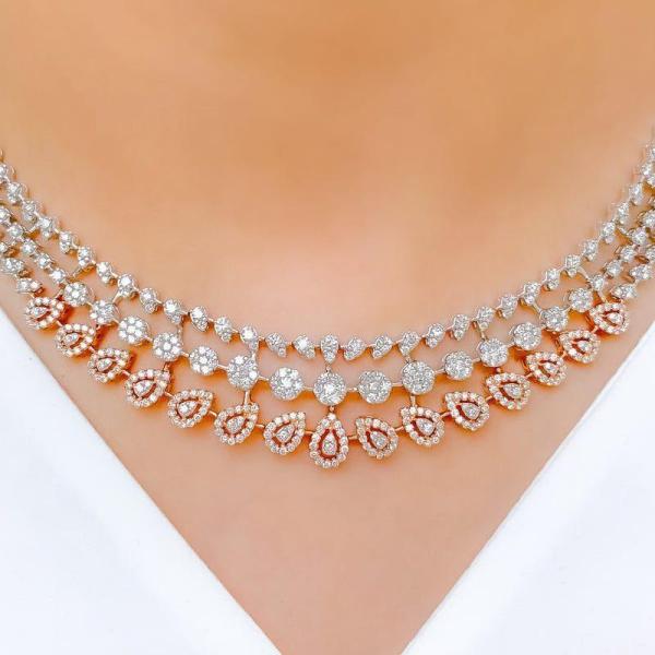 Chic Rose Gold Diamond Necklace Set