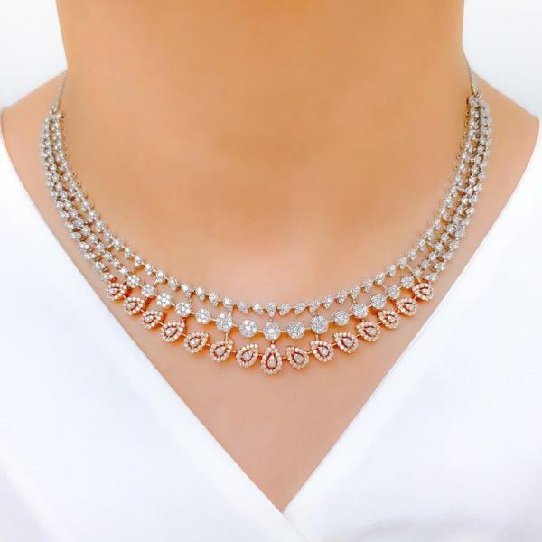 Chic Rose Gold Diamond Necklace Set