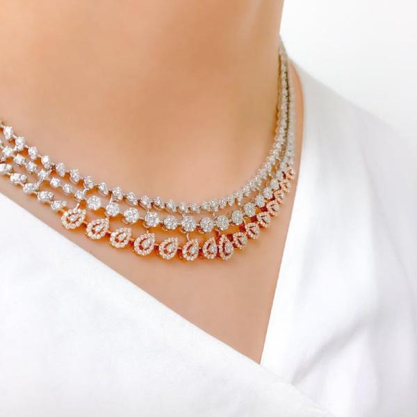 Chic Rose Gold Diamond Necklace Set