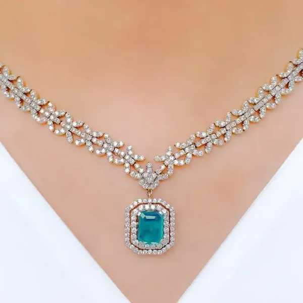 Ruby and Emerald Diamond Necklace Set