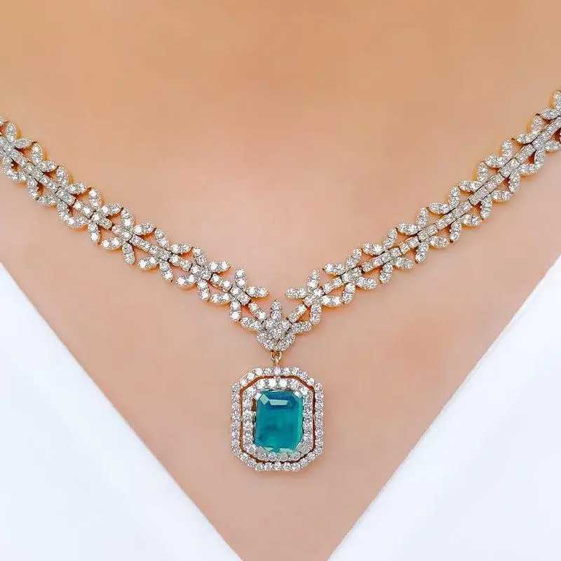Ruby and Emerald Diamond Necklace Set