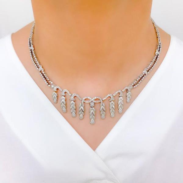 Chic Vine Drop Diamond Necklace Set