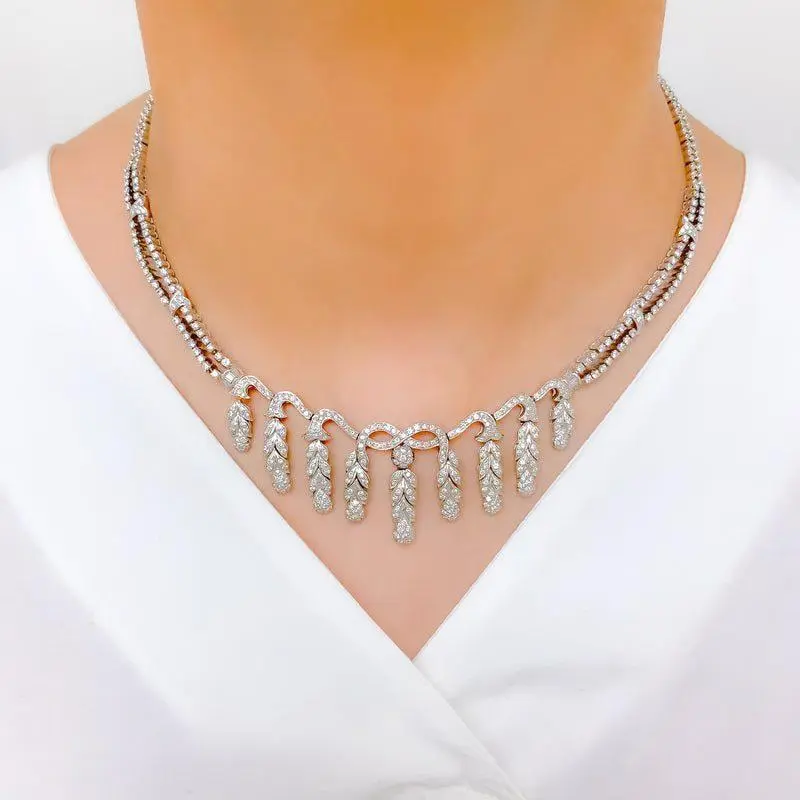 Chic Vine Drop Diamond Necklace Set