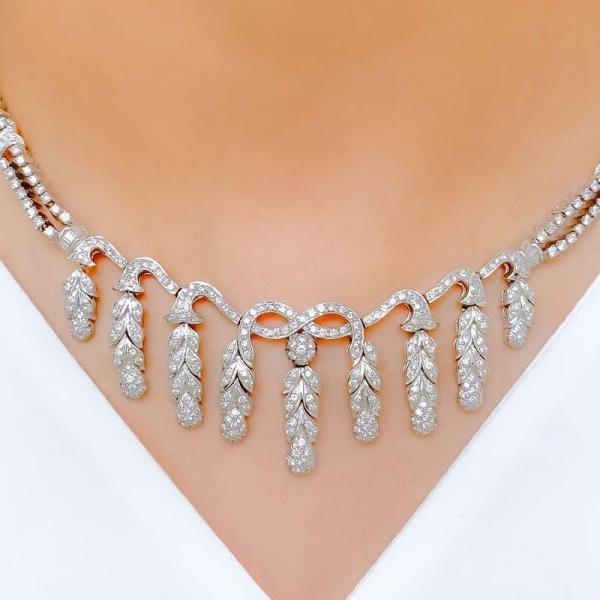 Chic Vine Drop Diamond Necklace Set