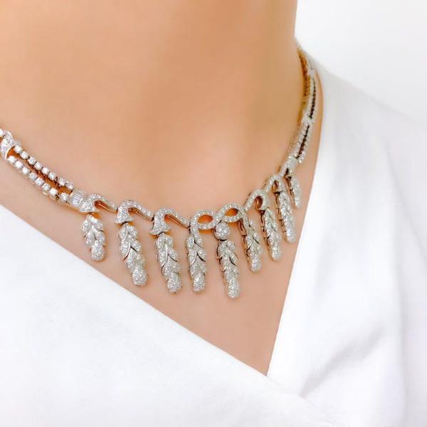 Chic Vine Drop Diamond Necklace Set