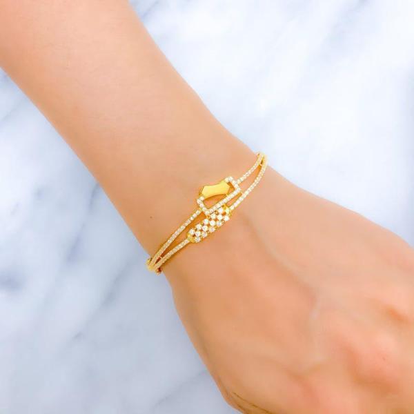 Bold Geometric CZ Bangle Bracelet