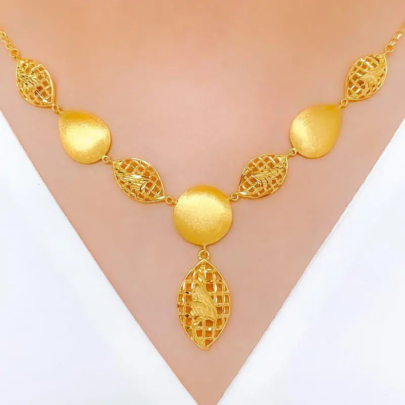 Posh Checkered Marquise Necklace Set