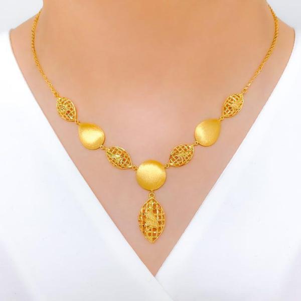 Posh Checkered Marquise Necklace Set