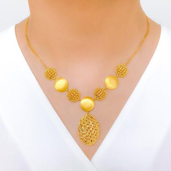 Alternating Sand Finish Necklace Set