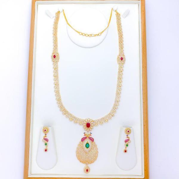 Bridal Peacock CZ Necklace Set