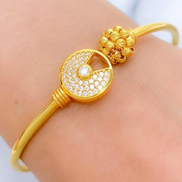 Contemporary Asymmetrical CZ Bangle Bracelet