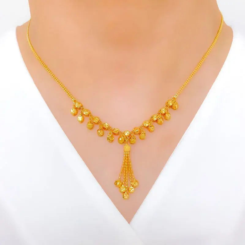 Dazzling Cube Tassel Necklace