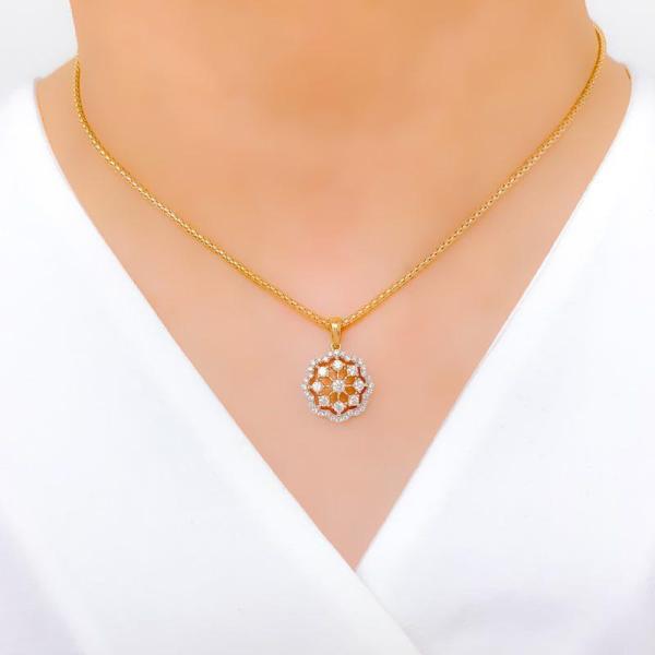 Sparkling Flower Diamond Pendant Set