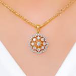 Sparkling Flower Diamond Pendant Set