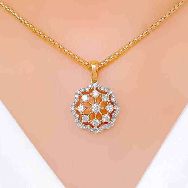 Sparkling Flower Diamond Pendant Set