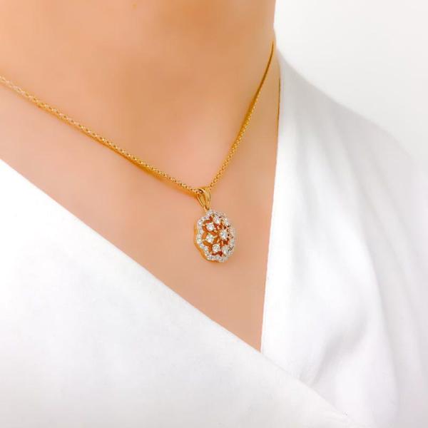 Sparkling Flower Diamond Pendant Set