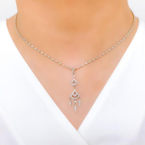 Timeless Hanging Leaf Diamond Pendant Set