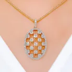 Unique Checquered Diamond Pendant Set