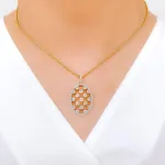 Unique Checquered Diamond Pendant Set