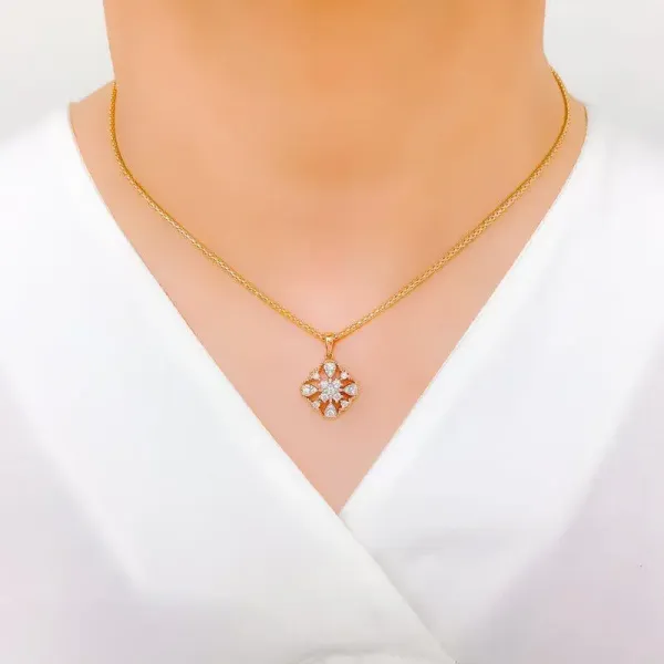 Bold Rose Gold Diamond Pendant Set
