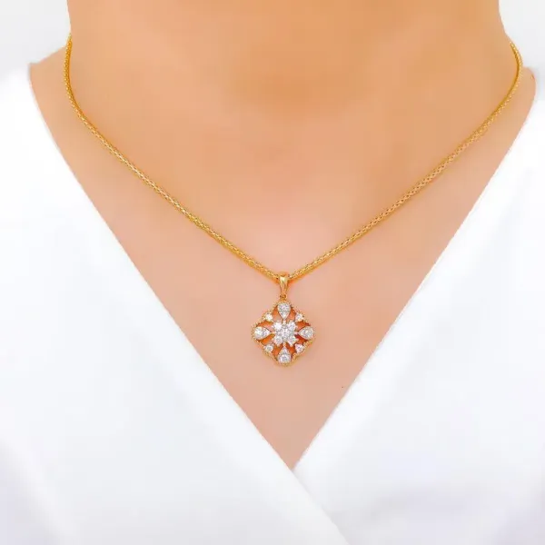 Bold Rose Gold Diamond Pendant Set