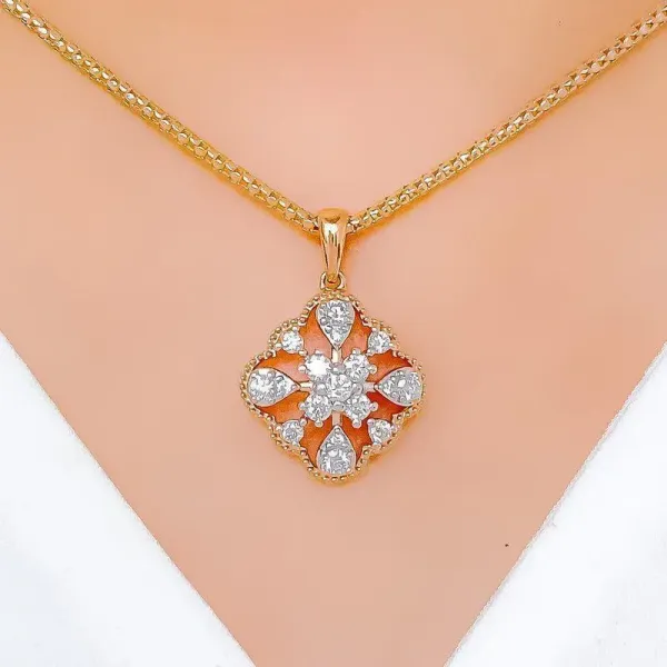 Bold Rose Gold Diamond Pendant Set