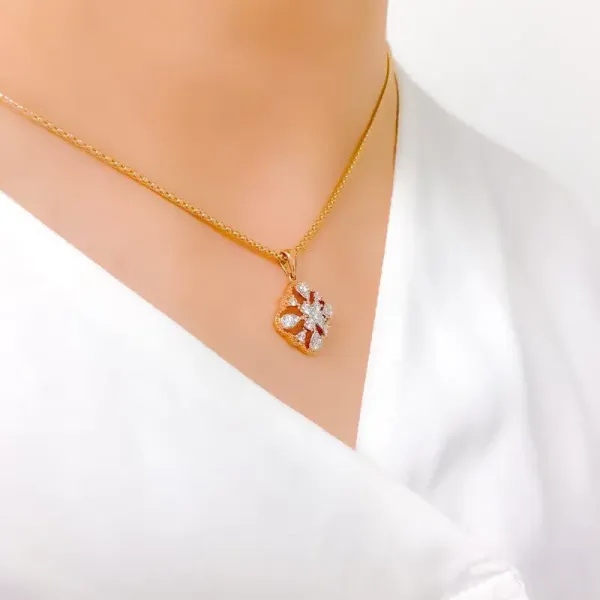 Bold Rose Gold Diamond Pendant Set