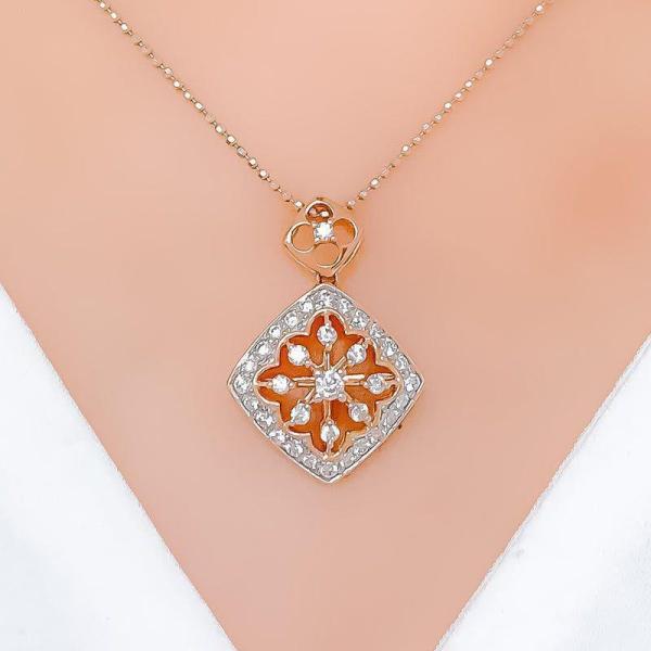 Dangling Square Diamond Pendant Set